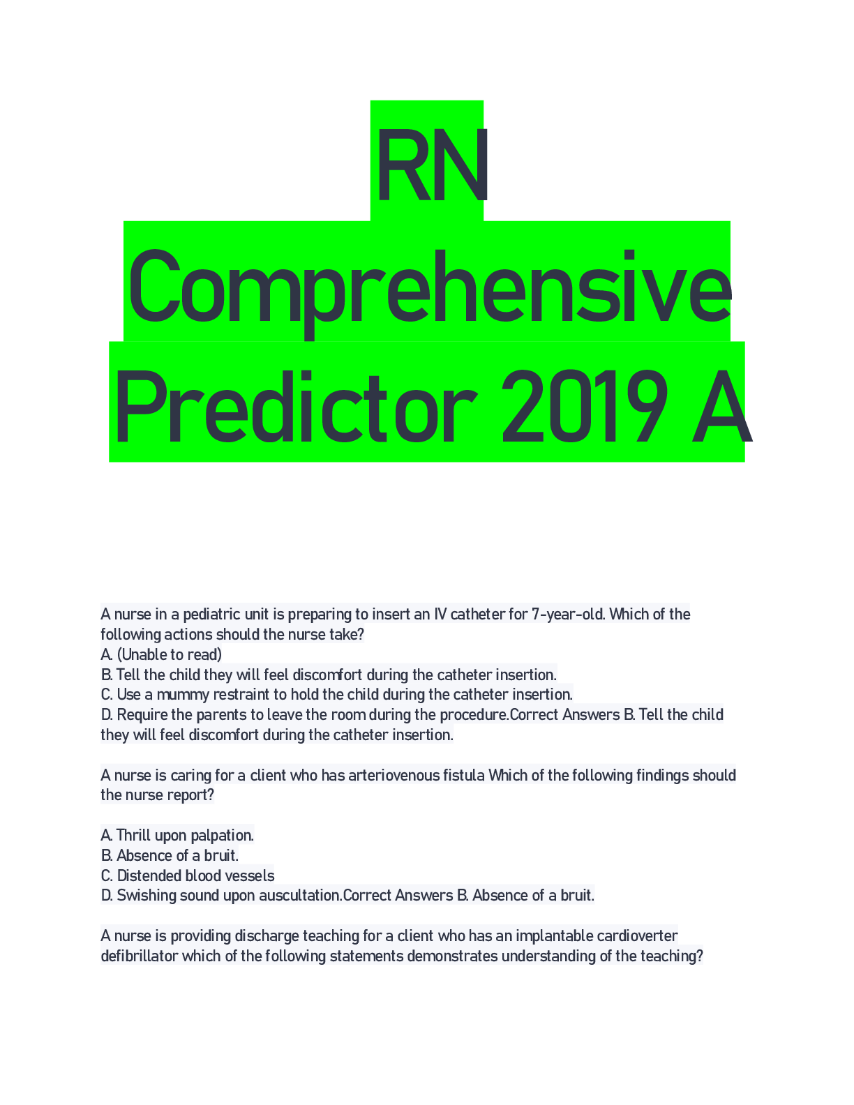 Preview image for RN Comprehensive Predictor 2019 A